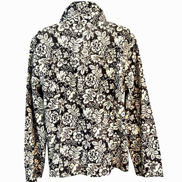 Rebecca Malone Floral Denim Blue & White Button Woman’s Blouse Shirt L Excellent - Picture 4 of 11